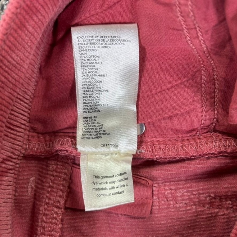 Anthropologie Pilcro The Yaya Corduroy Pants Womens 27 Mid Rise Rose Pink Casual - Picture 6 of 12